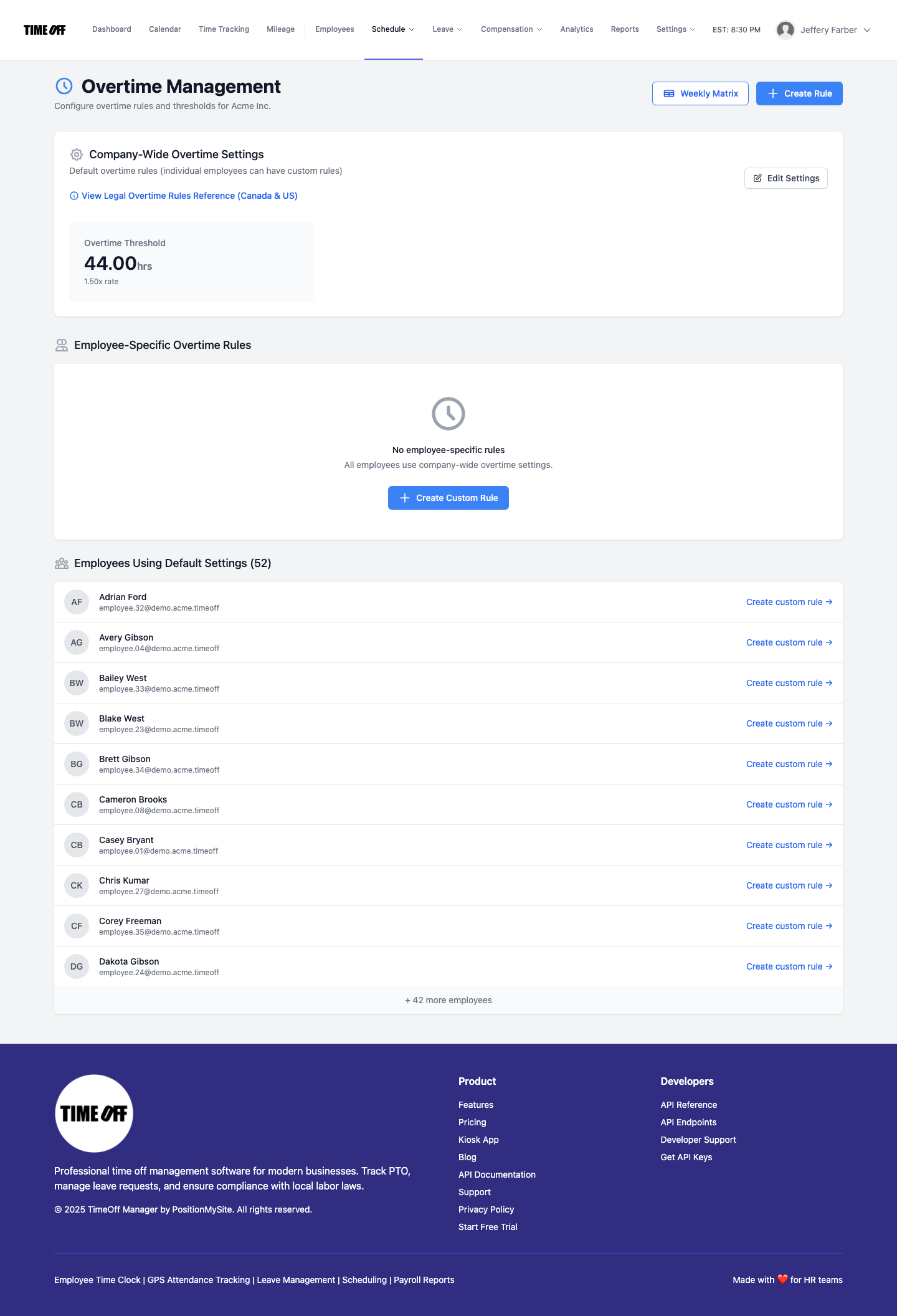 Overtime Admin Rules Overview