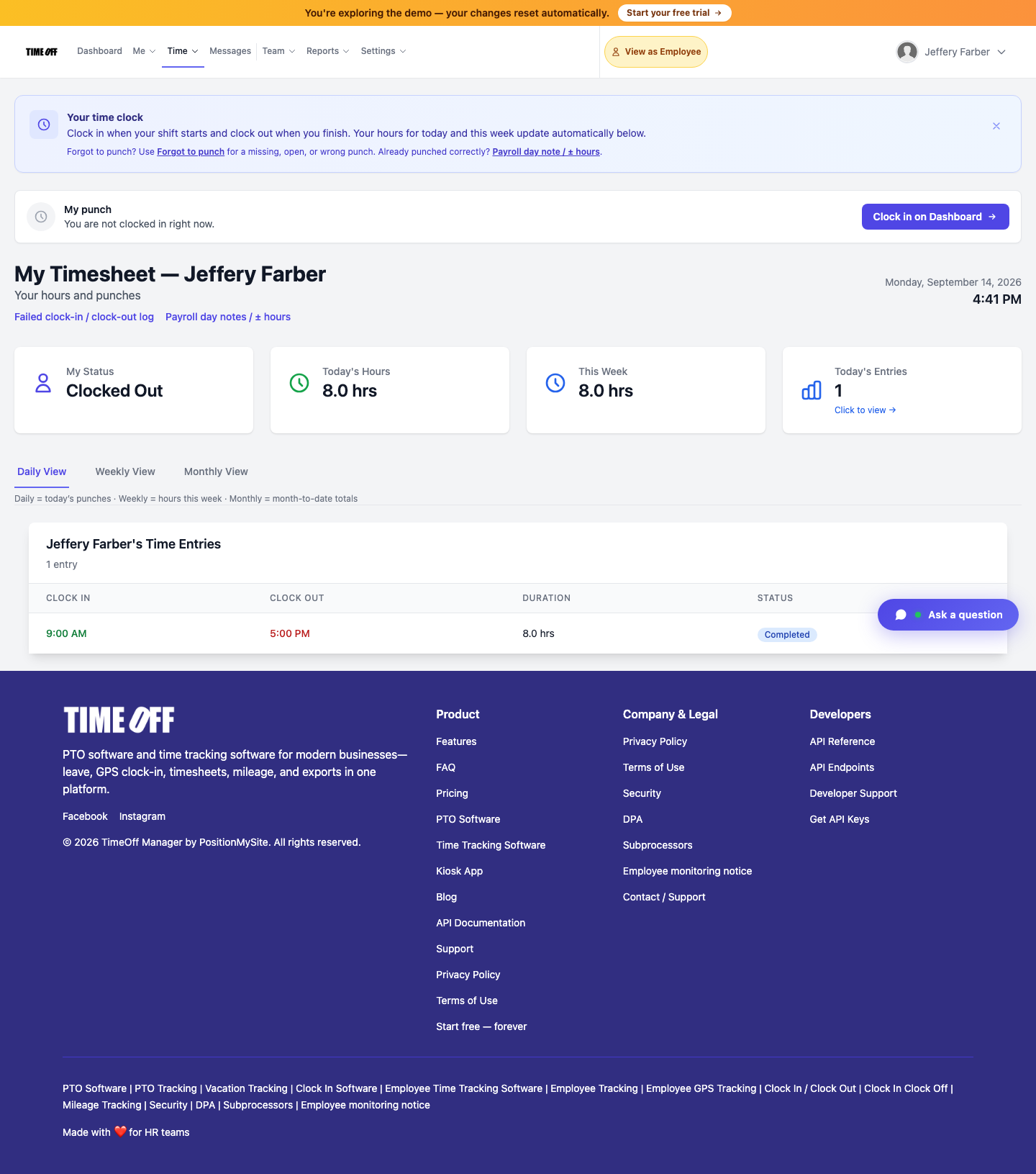 Employee Timesheet Overview